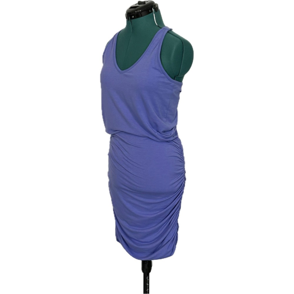 Athleta Tee Racerback‎ Dress Small Ruched Side Shelf Bra Periwinkle Blue 438832